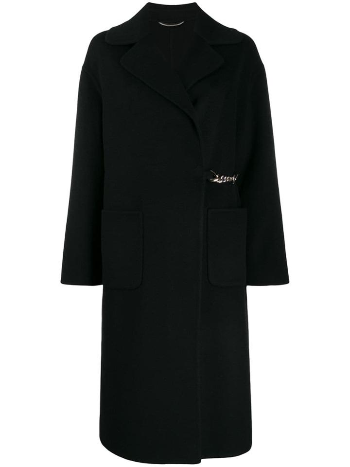 Ermanno Scervino Chain Fastened Midi Coat - Black