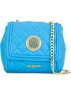 Love Moschino Quilted Flap Closure Cross Body Bag, Women's, Blue, Polyurethane
