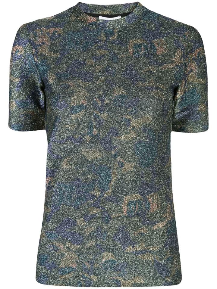 Ganni Metallic Camouflage T-shirt - Green