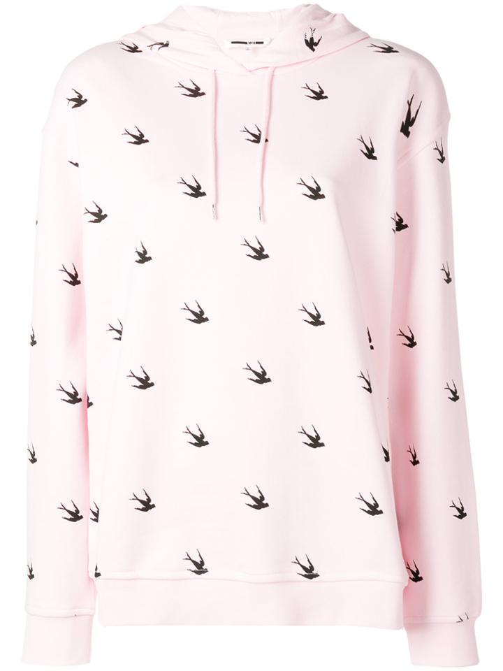 Mcq Alexander Mcqueen Swallow Print Hoodie - Pink & Purple