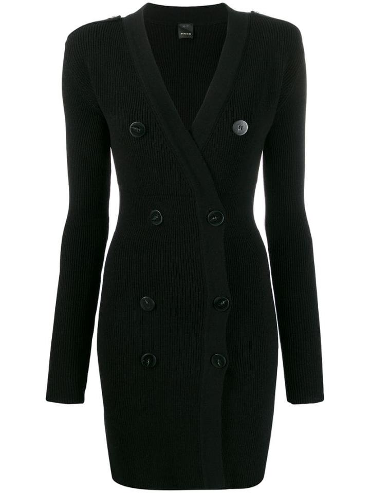 Pinko Button-front Knitted Dress - Black