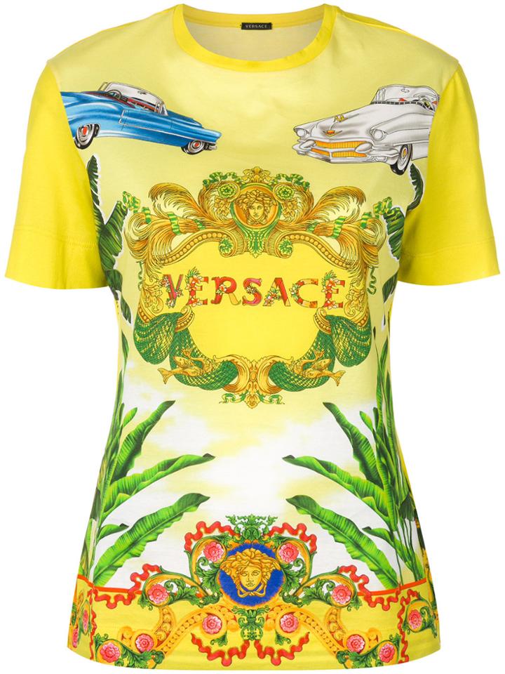 Versace Logo Print T-shirt - Yellow & Orange