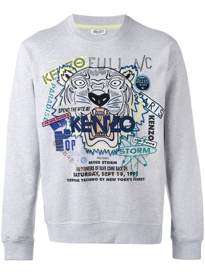 Kenzo Tiger X Flyer Sweatshirt, Men's, Size: Medium, Grey, Cotton