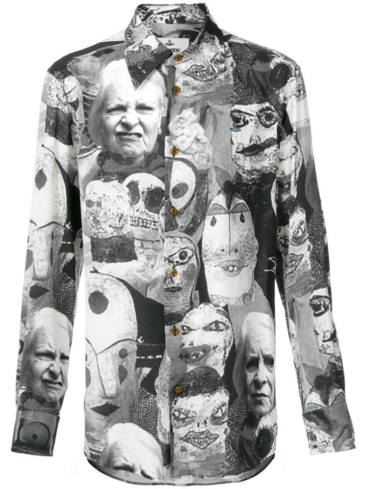 Vivienne Westwood Puppet Print Cutaway Shirt - Black