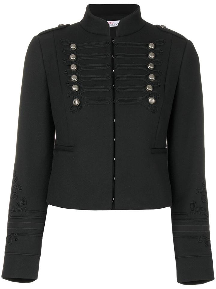 Red Valentino - Cropped Braided Military Jacket - Women - Polyester/spandex/elastane/acetate/viscose - 40, Black, Polyester/spandex/elastane/acetate/viscose