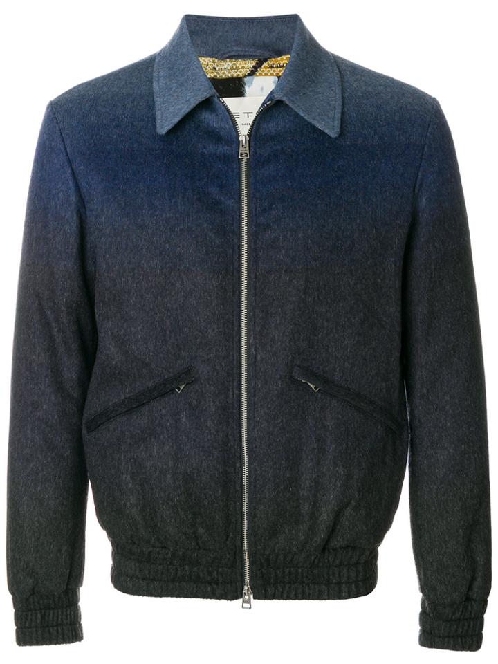 Etro Gradient Effect Bomber Jacket - Blue