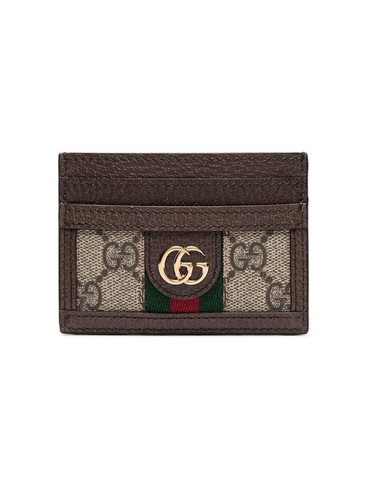 Gucci Ebony Ophidia Leather Cardholder - Brown
