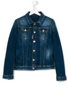 Dsquared2 Kids Distressed Denim Jacket, Girl's, Size: 16 Yrs, Blue