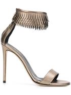 Grey Mer Fringed Ankle Strap Sandals - Metallic