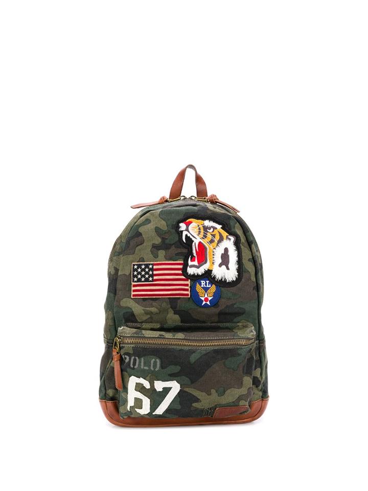 Ralph Lauren Patch Embroidered Backpackcamo - Green