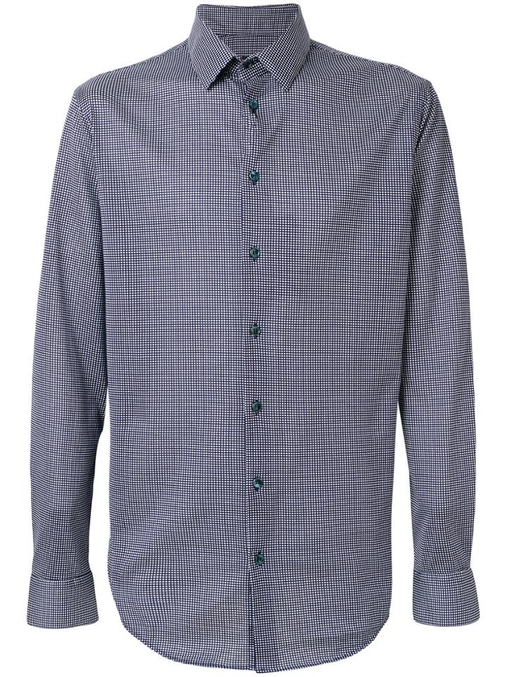 Giorgio Armani Fine Checked Shirt - Blue