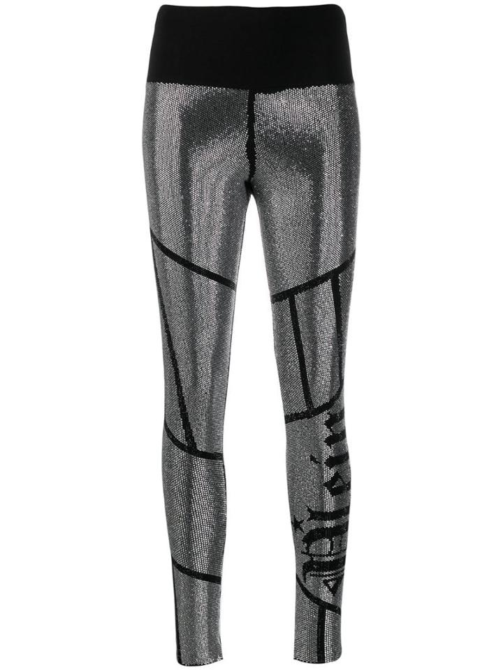 Philipp Plein Embellished Logo Leggings - Black