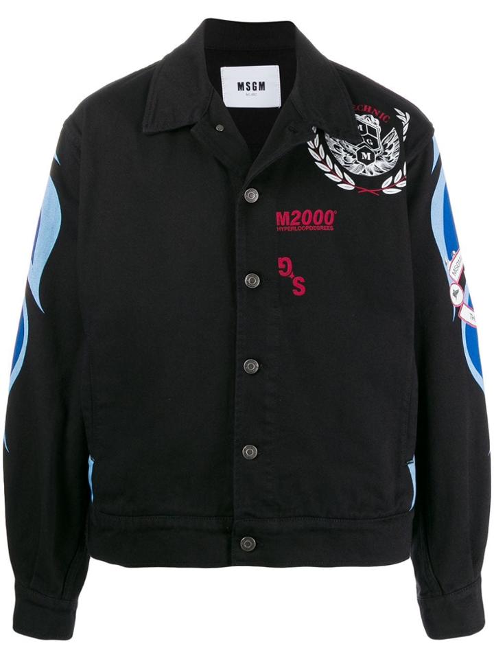 Msgm Msgm United Print Denim Jacket - Black
