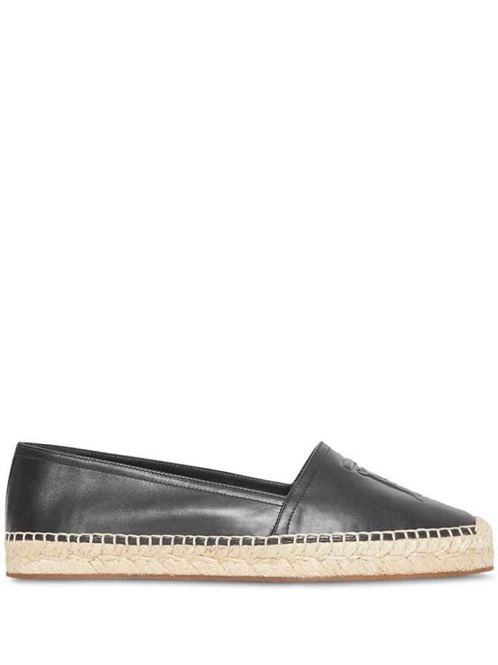 Burberry Monogram Motif Leather Espadrilles - Black