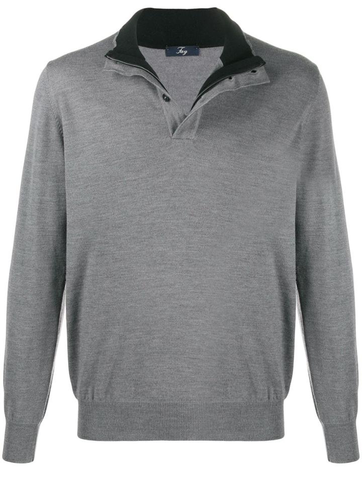 Fay Roll Neck Jumper - Grey