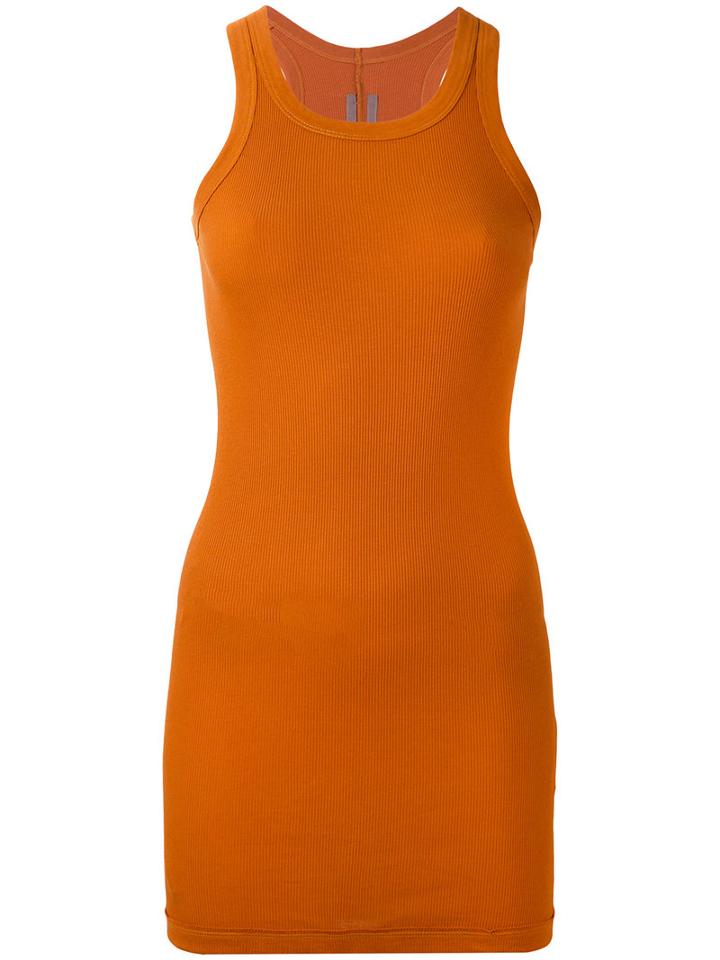 Rick Owens Drkshdw - Long Ribbed Tank - Women - Cotton - M, Yellow/orange, Cotton