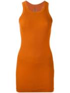 Rick Owens Drkshdw - Long Ribbed Tank - Women - Cotton - M, Yellow/orange, Cotton