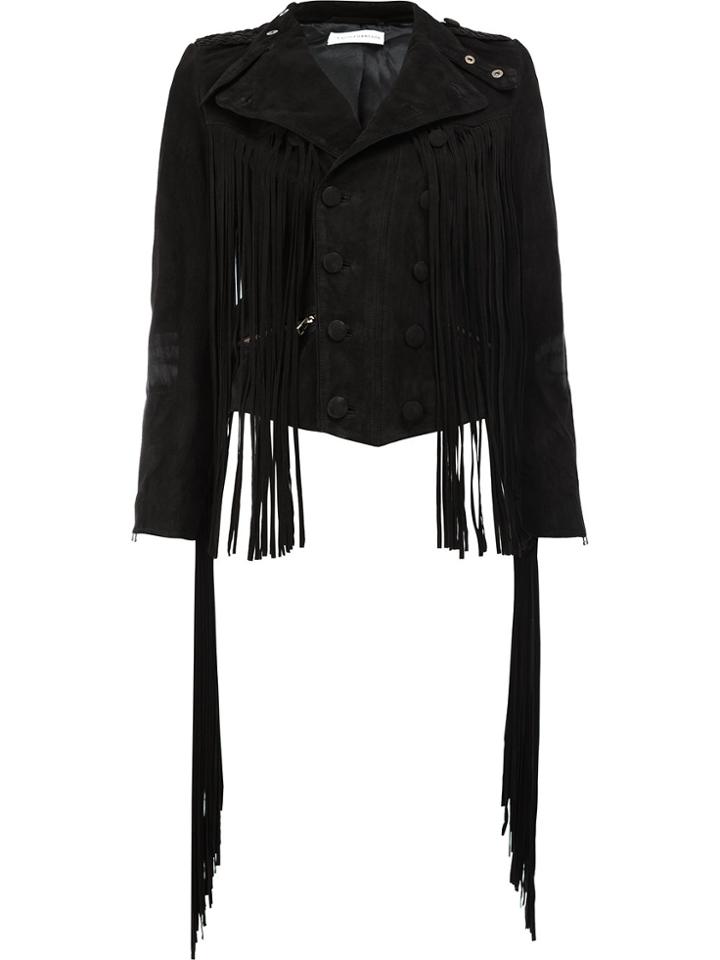 Faith Connexion Fringe Detail Suede Jacket - Black
