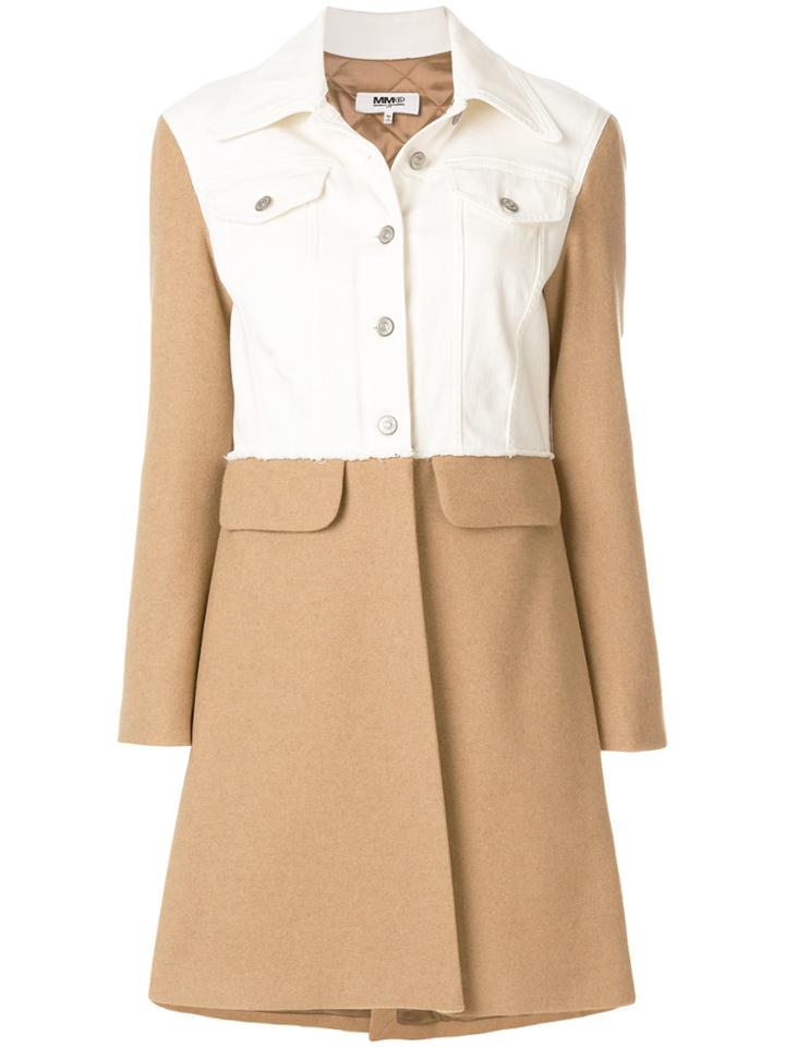 Mm6 Maison Margiela Colour Block Coat - White