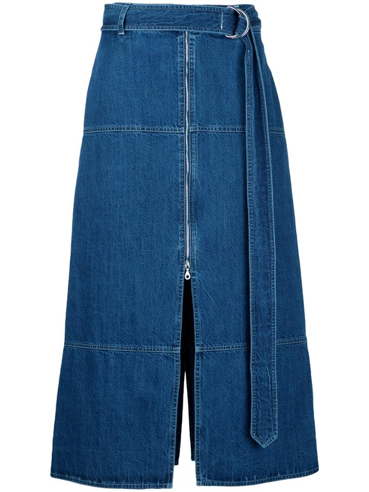 Wynn Hamlyn Belted A-line Denim Skirt - Blue
