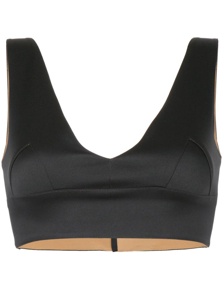 Rokh Cropped V-neck Tank Top - Black