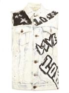 Faith Connexion 'love' Prints Sleeveless Jacket, Women's, Size: Medium, White, Cotton