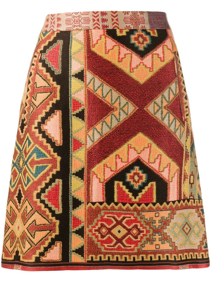 Etro Mini Jacquard Skirt - Red