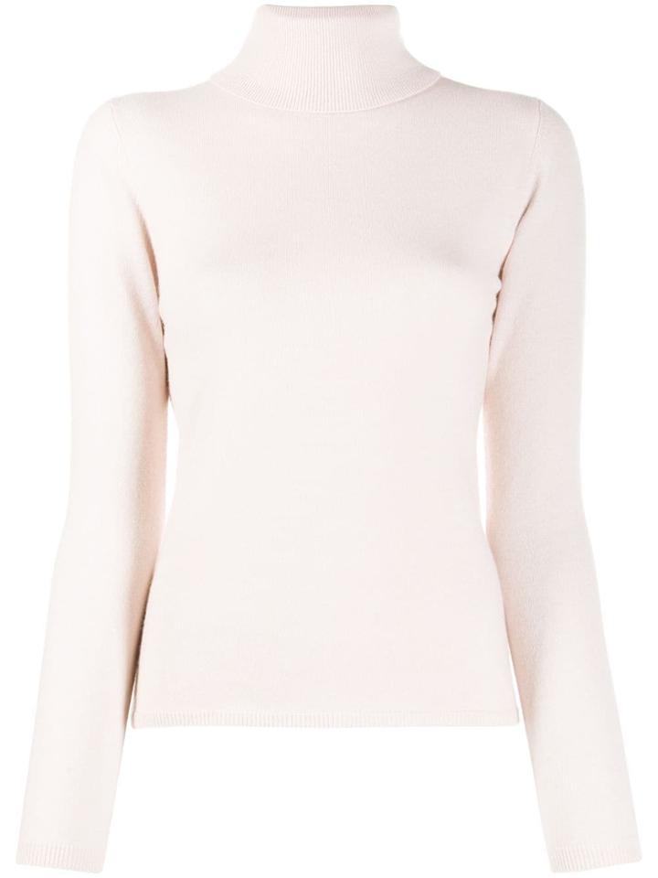 Allude Ribbed Roll Neck Jumper - Pink