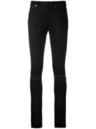 Saint Laurent Distressed Skinny Jeans, Women's, Size: 27, Black, Cotton/leather/spandex/elastane/cotton