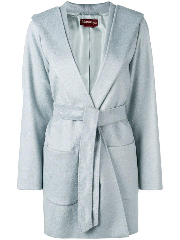 Max Mara Studio Cropped Wrap Coat - Blue