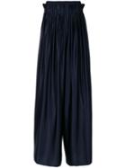 Maison Margiela - Pleated Wide Leg Trousers - Women - Polyamide/polyester/spandex/elastane/virgin Wool - 44, Blue, Polyamide/polyester/spandex/elastane/virgin Wool