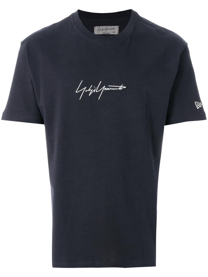 Yohji Yamamoto Embroidered Signature T-shirt - Blue