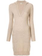 Hermès Pre-owned V-neck Cashmere Jumper Dress - Brown