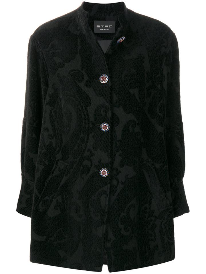 Etro Jacquard Coat - Black