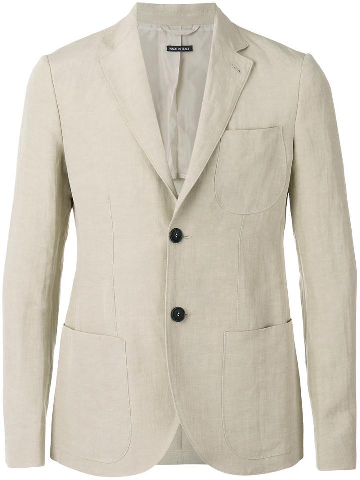 Giorgio Armani Classic Blazer, Men's, Size: 50, Nude/neutrals, Linen/flax/silk/cupro
