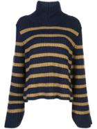 Khaite Cashmere Striped Roll-neck Jumper - Blue