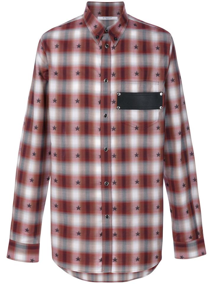 Givenchy - Checked Star Print Shirt - Men - Cotton/calf Leather - 41, Red, Cotton/calf Leather