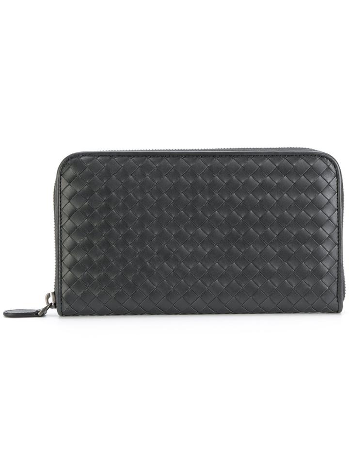 Bottega Veneta Ardoise Intrecciato Zip Around Wallet - Grey