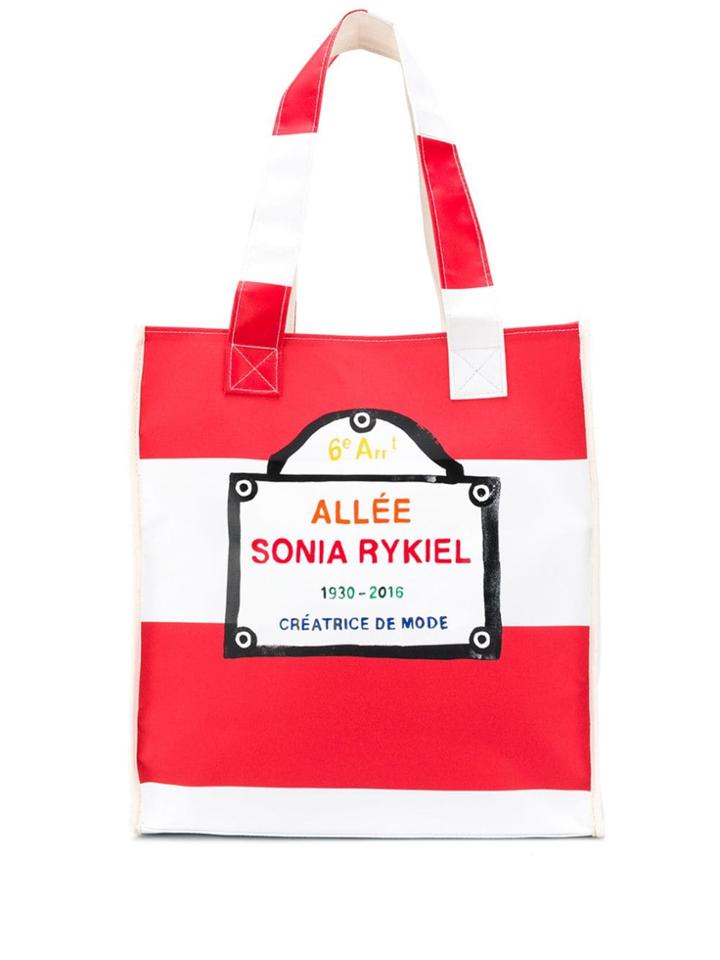Sonia Rykiel Logo Striped Tote - White