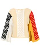 Jw Anderson Colour Block Cable Knitted Top - Nude & Neutrals