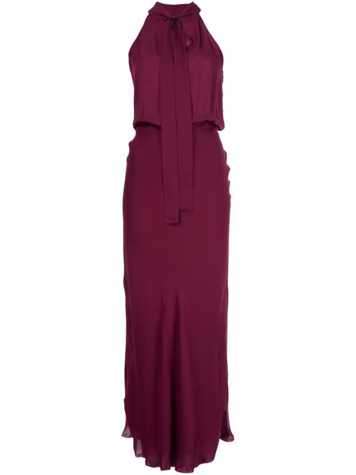 Nili Lotan Sleeveless Tie Neck Gown