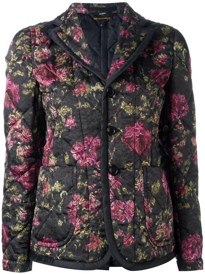 Comme Des Garçons Quilted Floral Jacket - Black