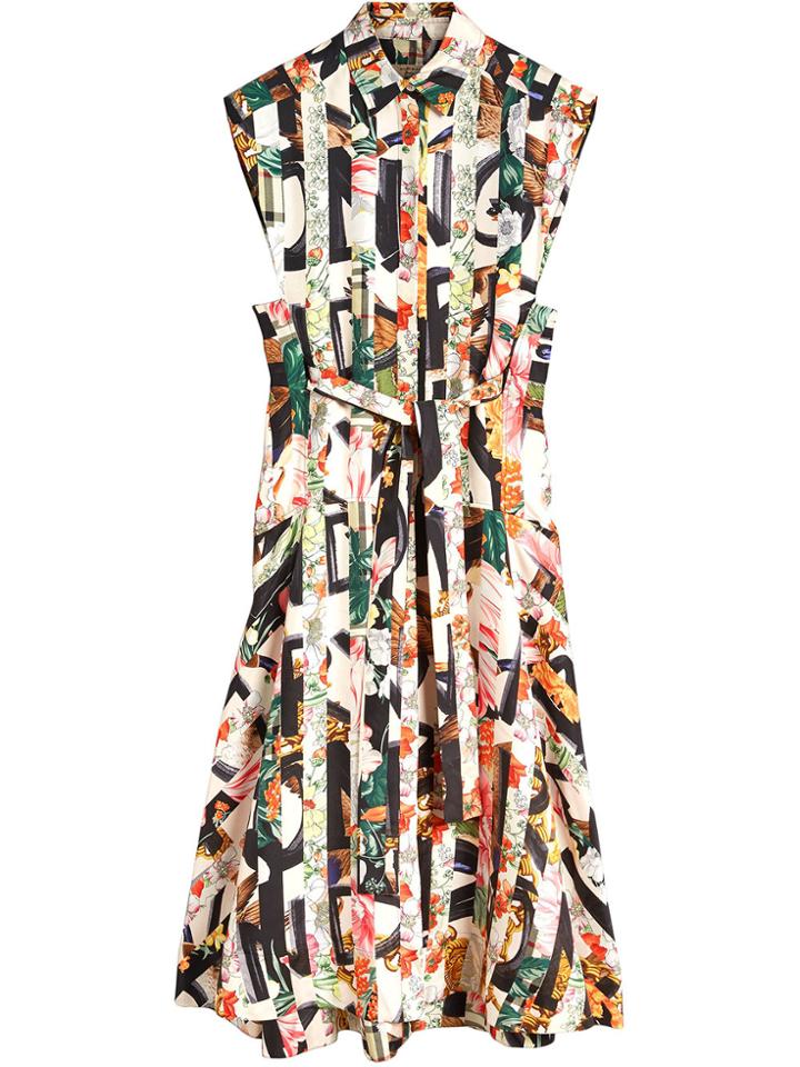 Burberry Graffiti Archive Scarf Print Silk Shirt Dress - Multicolour