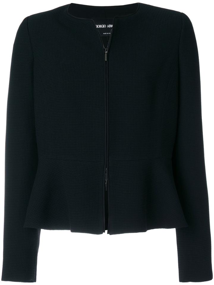 Giorgio Armani Zipped Peplum Jacket - Black
