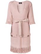 Elisabetta Franchi Sparkly Knit Fringed Dress - Pink
