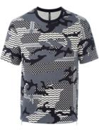 Neil Barrett Camouflage Pattern Short Sleeve Sweatshirt, Men's, Size: L, Black, Lyocell/viscose/cotton/spandex/elastane