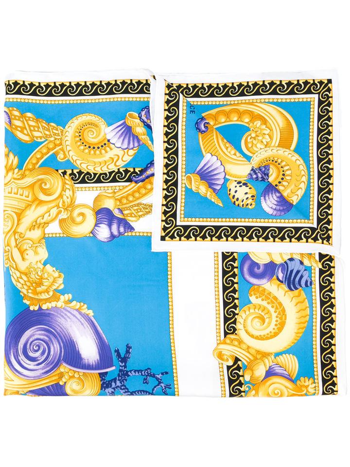 Versace Baroque Oceanic Scarf, Women's, Yellow/orange, Silk