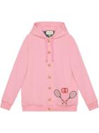 Gucci Embroidered Hoodie - Pink