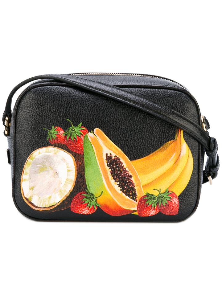 Dolce & Gabbana - Fruit Print Satchel - Women - Leather - One Size, Black, Leather
