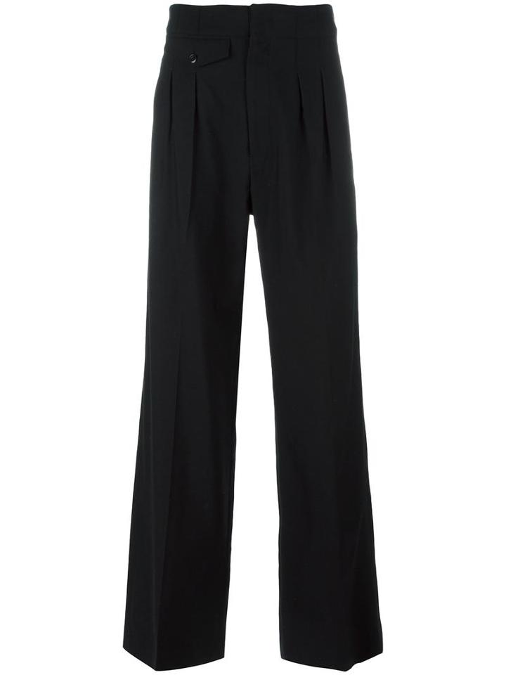 Lemaire Wide Leg Trousers, Men's, Size: 46, Black, Wool/cotton